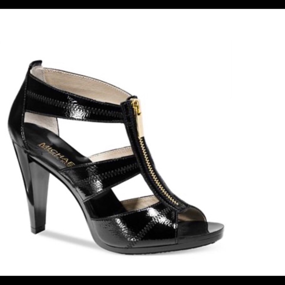 Michael Kors Berkeley T-strap patent black heel